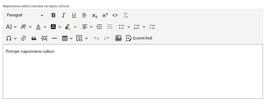 unos napomena nakon stavaka